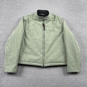 LL Bean Jacket Womens Large Sage Green Outdoors OMW21 Fleece Lined Full Zip